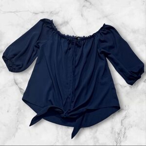 Chic Me Navy Blue Blouse Top Shirt Size Xtra Large (XL) D31